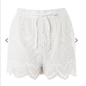Topshop embroidered white lace shorts